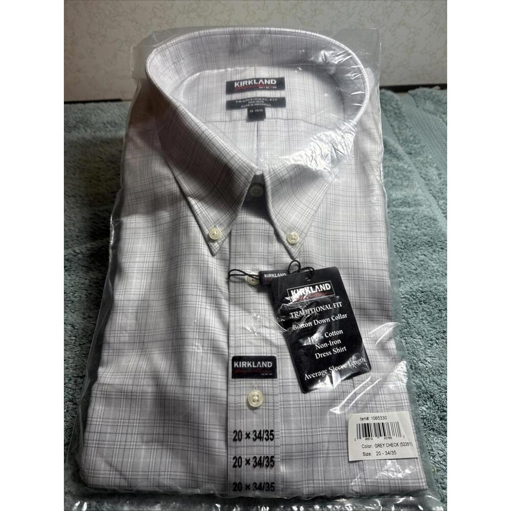 Kirkland Signature Men’s Traditional Fit Button Down  Dress Shirt Size 20-34/35